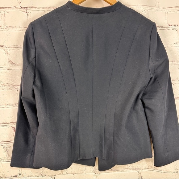 Ann Taylor navy blue Blazer jacket Silver Accents size 10 tailored office - Picture 5 of 9
